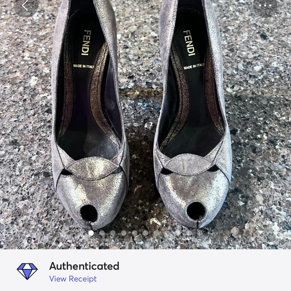Authenticated Fendi VTG Bronze Metallic Peeptoe pumps 36.5 - Picture 13 of 13